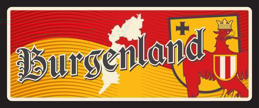 Burgenland Austria land, Austrian region tin plate vector