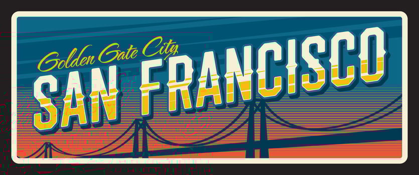 San Francisco american plaque, USA travel plate vector