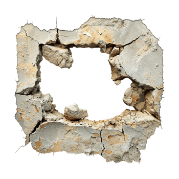 Big Rough Hole in a Brick Wall on Transparent Background png