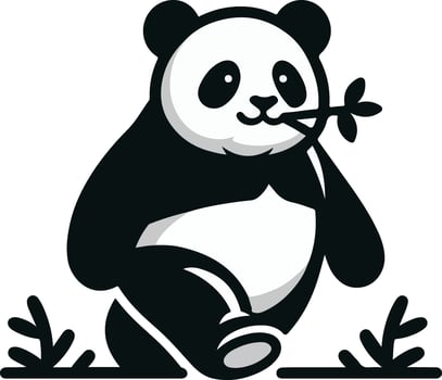 Panda black illustration vector