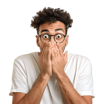 Shocked Man With Hands on Mouth on Transparent Background png