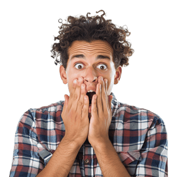 Shocked Man With Hands on Mouth on Transparent Background png
