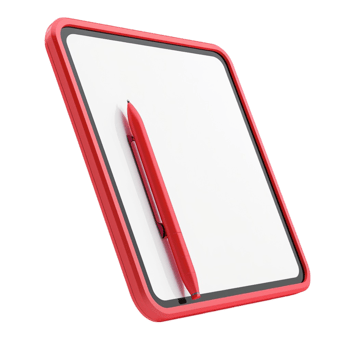 a red clipboard with a pen on it png