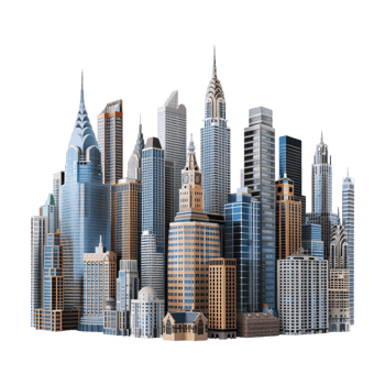 Buildings Skyscrapers Footer on Transparent Background png
