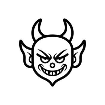 demon icon or modern line symbol. line art and icon design with bold outline. Black and white Pixel Perfect minimalistic symbol isolated white background. Silhouette simple thin sign vector