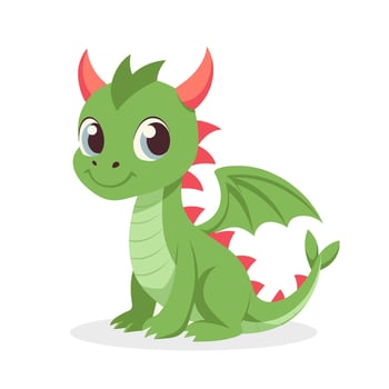 Cute cartoon dragon. Baby dragon or dinosaur cute character. Fairytale monster. Illustration, print vector