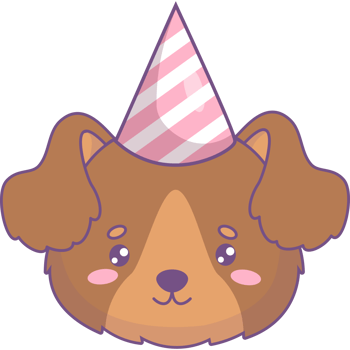 Portrait of mongrel in birthday cap png