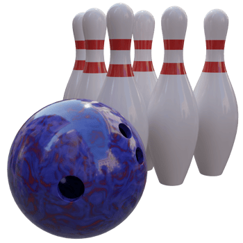 3d render bowling ball and pin with transparent background png