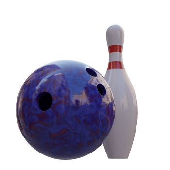 3d render bowling ball and pin with transparent background png
