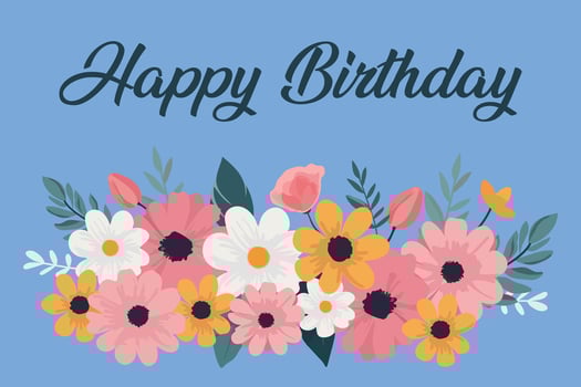 Happy Birthday card. Greeting card with flowers. vector