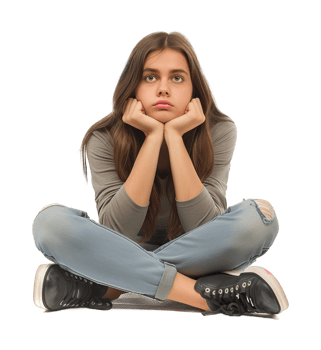 Bored Woman Thinking Isolated on Transparent Background png