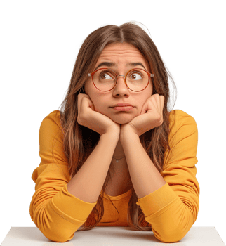 College Woman Bored Thinking Isolated on Transparent Background png