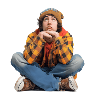 Bored Man Thinking Isolated on Transparent Background png