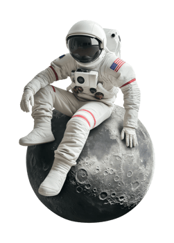 Astronaut Sitting on the Moon Isolated on Transparent Background png