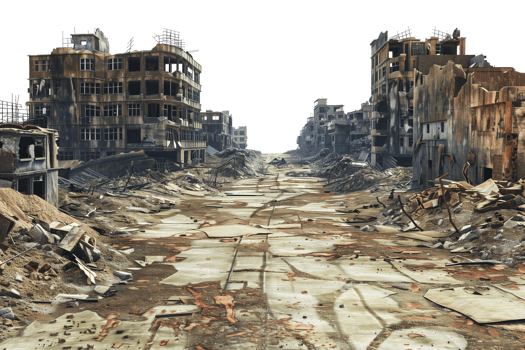 Ruin City Building Destroyed in War Isolated on Transparent Background png