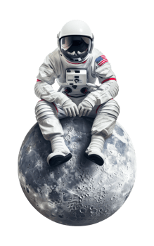 Astronaut Sitting on the Moon Isolated on Transparent Background png
