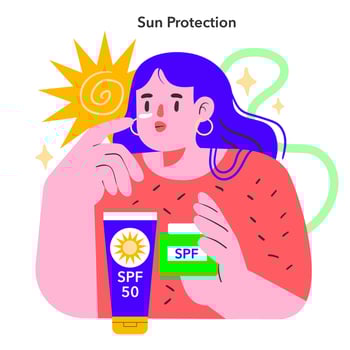 Lifestyle trends concept. A sun-savvy individual prioritizes skin protection with high SPF sunscreen, a modern health essential vector