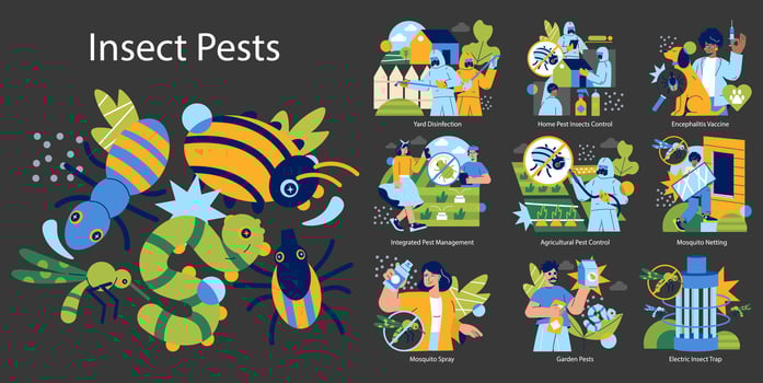 Insect Pests. Flat Illustration vector