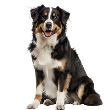A full length Australian shepherd dog on transparent background png
