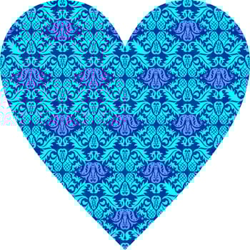Heart-shaped ornament design, consisting of many patterns and colors vector