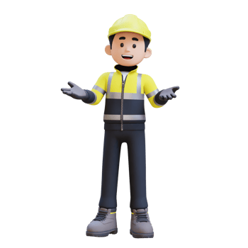 3D Construction Worker Character Communication Pose png