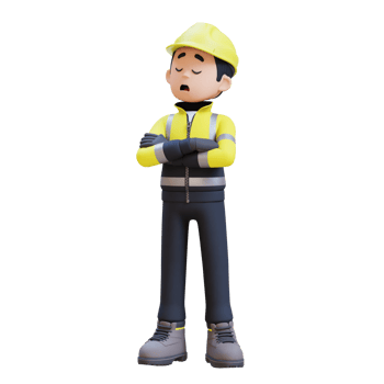 3D Construction Worker Character in Denial or Dissatisfaction Pose png