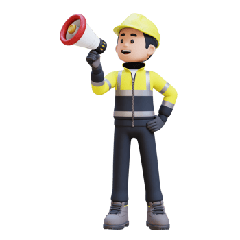 3D Construction Worker Character Holding Megaphone png