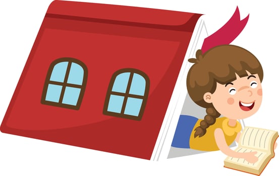 illustration of a young girl reading a book vector