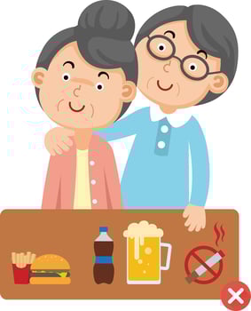 Avoid foods unhealthy for the elderly vector