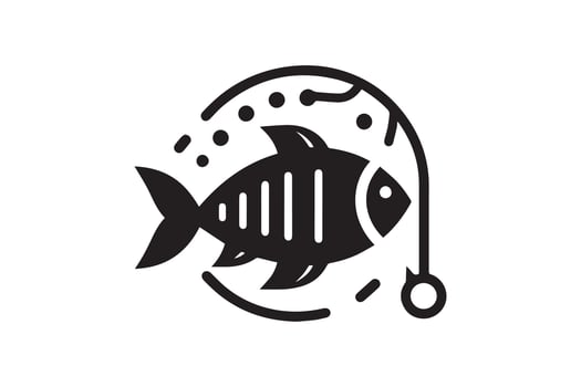Leisure Time fishing silhouette isolated black color in white background. Fishing set vector