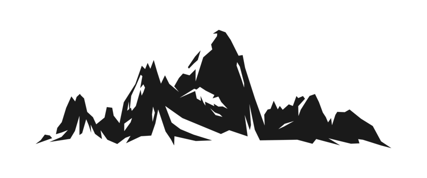 Silhouettes of mountain. Landscape, environment concept. Black and white illustration. png