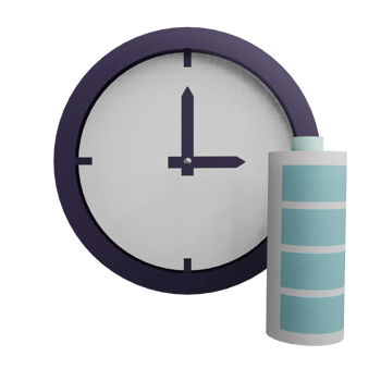 3 D illustration of clock battery icon png