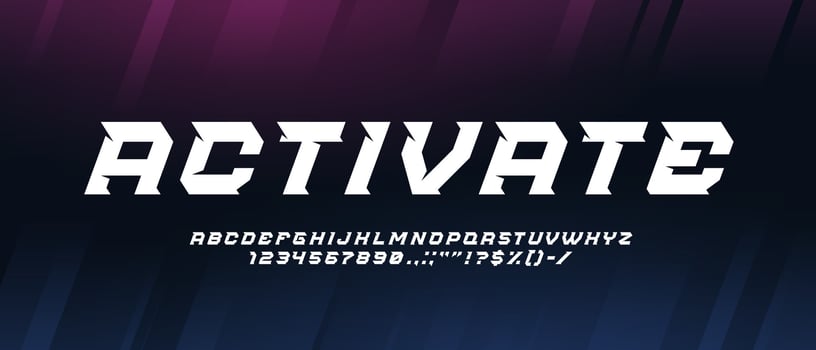 Sport car font, dynamic type letters and numbers vector
