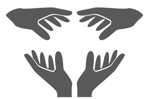 silhouette of hands, black and white illustration, isolated on white background vector