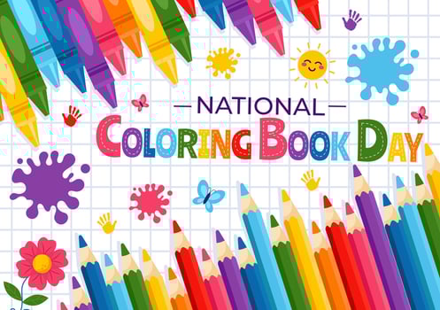 National Coloring Book Day Illustration for August 2nd featuring Colored Pencils or Crayons for Drawing in a Flat Style Cartoon Background vector