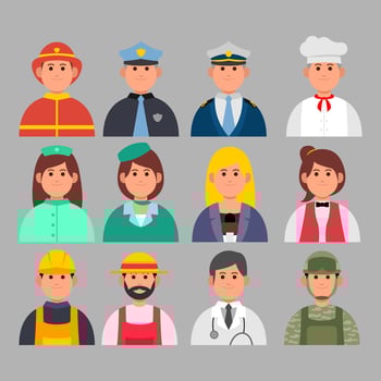 people, group, different, profession, set, flat, illustration vector