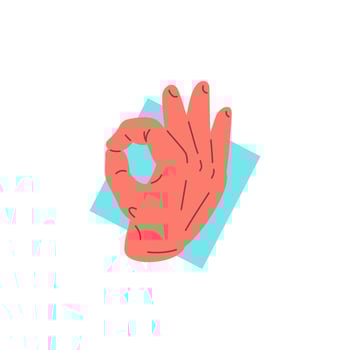 Human hand showing ok okay all right approval gesture icon flat illustration vector