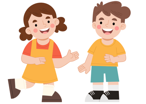 Boy and girl talking cartoon illustration png