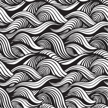 geometric waves seamless pattern background black and white vector