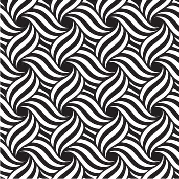geometric waves seamless pattern background black and white vector