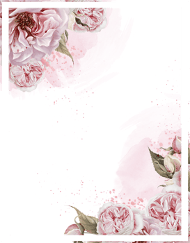 Watercolor wedding card with roses flowers and leaves. png