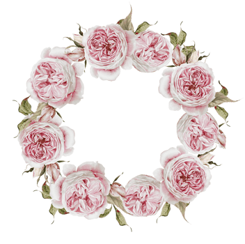 Watercolor wedding wreath with roses flowers and leaves png