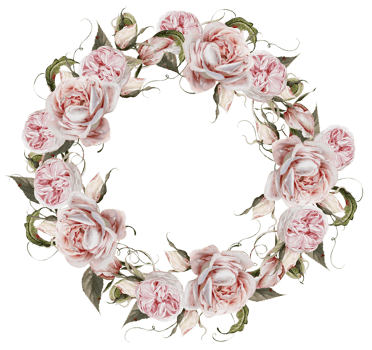 Watercolor wreath with roses and leaves. png