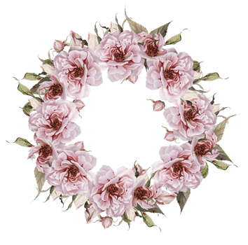 Watercolor wreath with roses and leaves. png