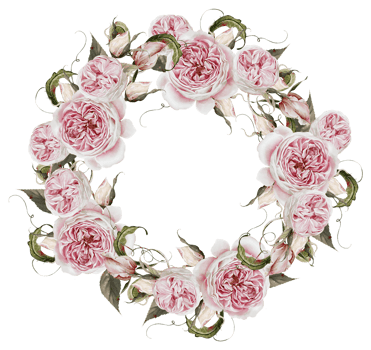 Watercolor wreath with roses and leaves. png