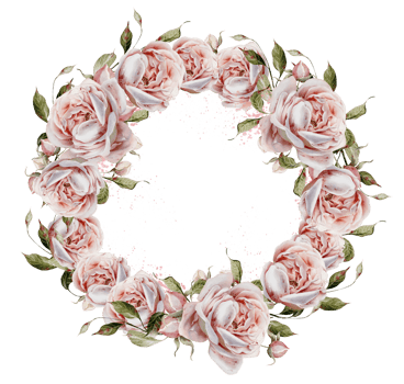 Watercolor wreath with roses and leaves. png