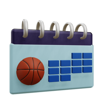 3 D illustration of basketball turnamen calender icon png