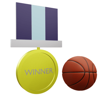 3 D illustration of basketball winner medal icon png