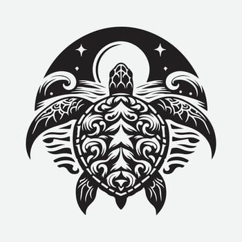 Majestic Turtle Silhouette, Captivating Shadows of Marine Life vector
