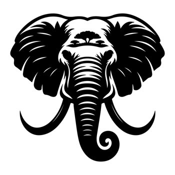 a Black Silhouette Design of Elephant Faces png